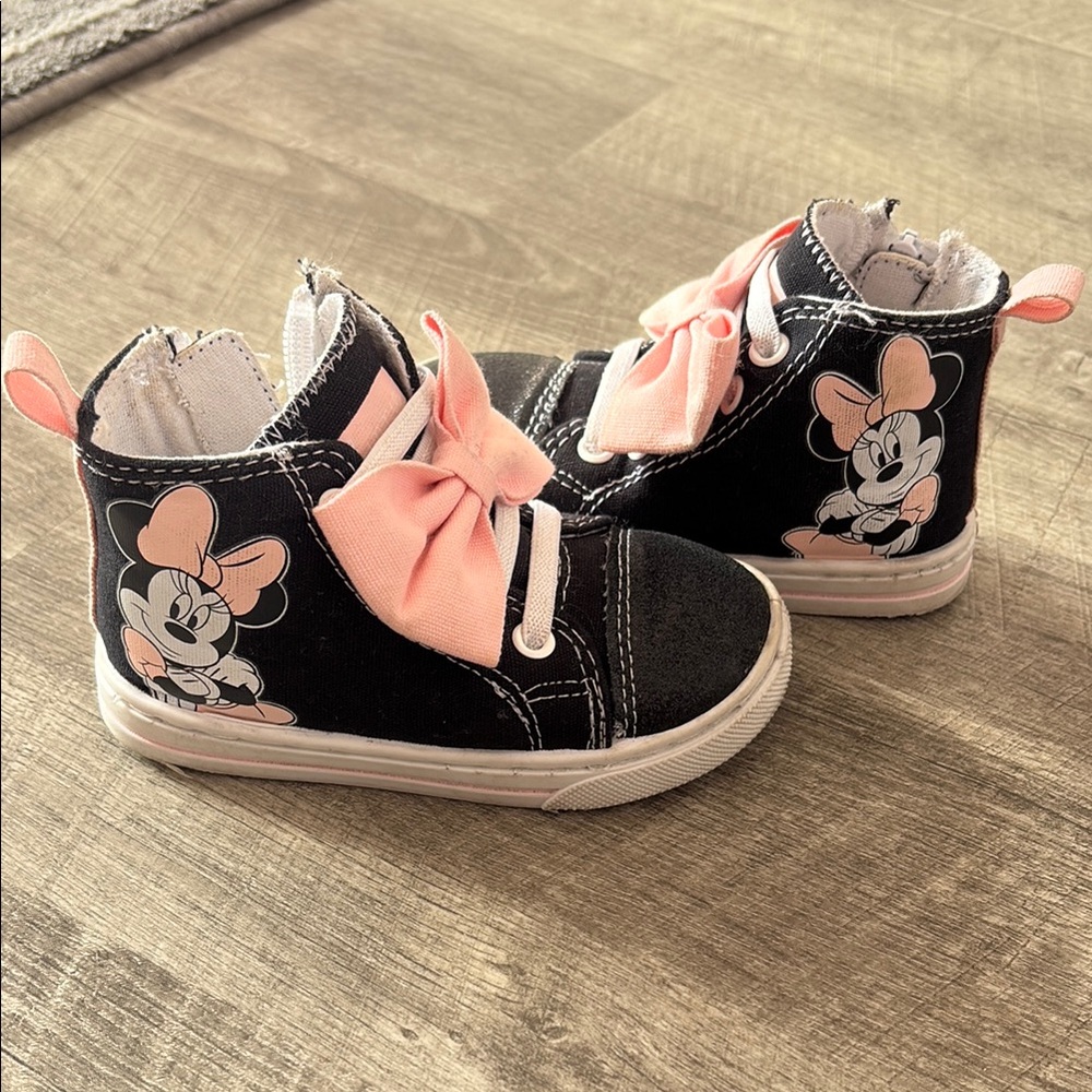 Black and Pink Sparkly Sneakers with Bow